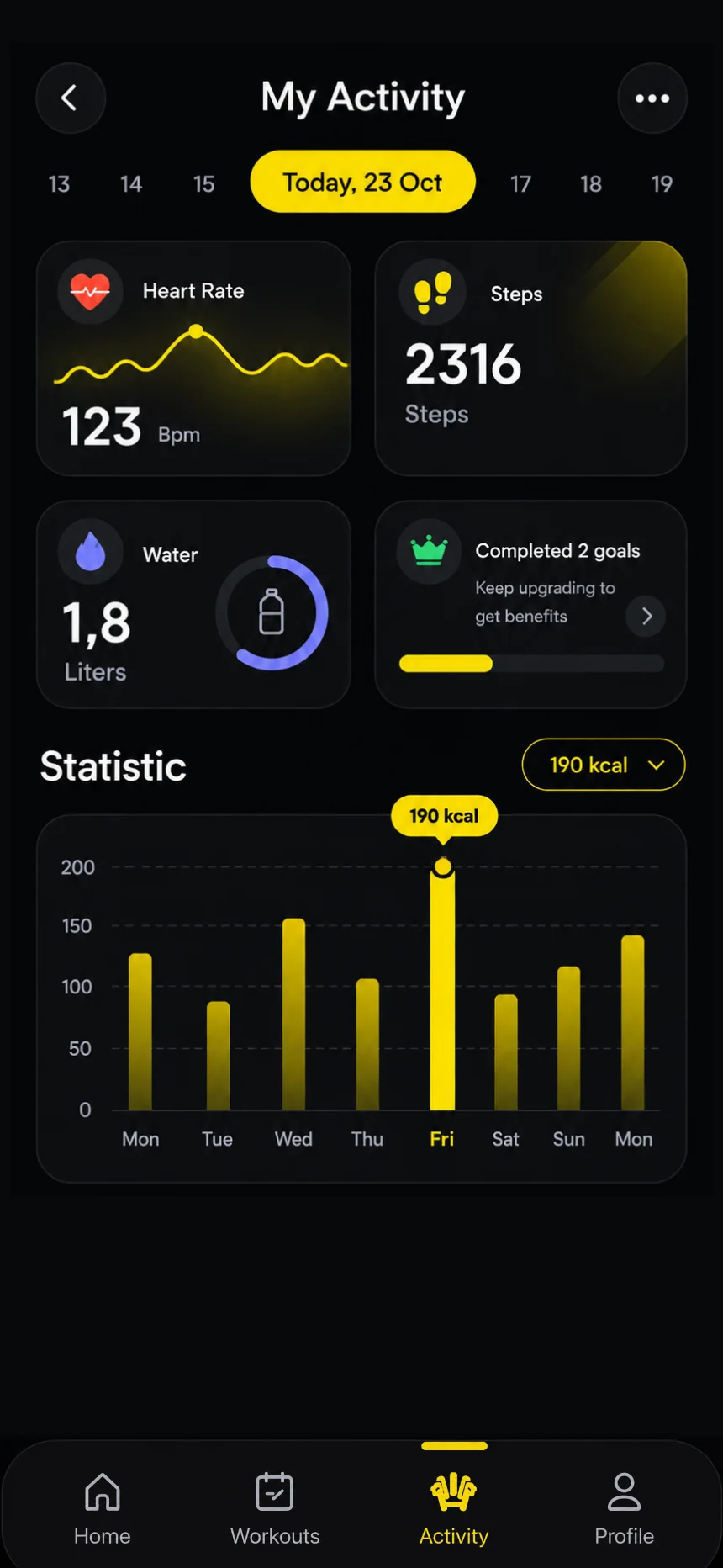 Fitness App Workout Screen Mockup