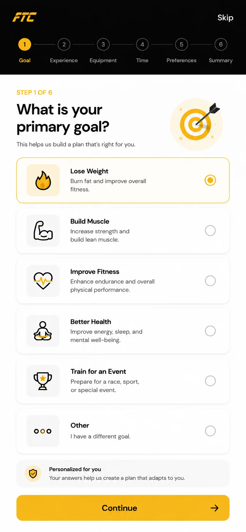 Goal onboarding