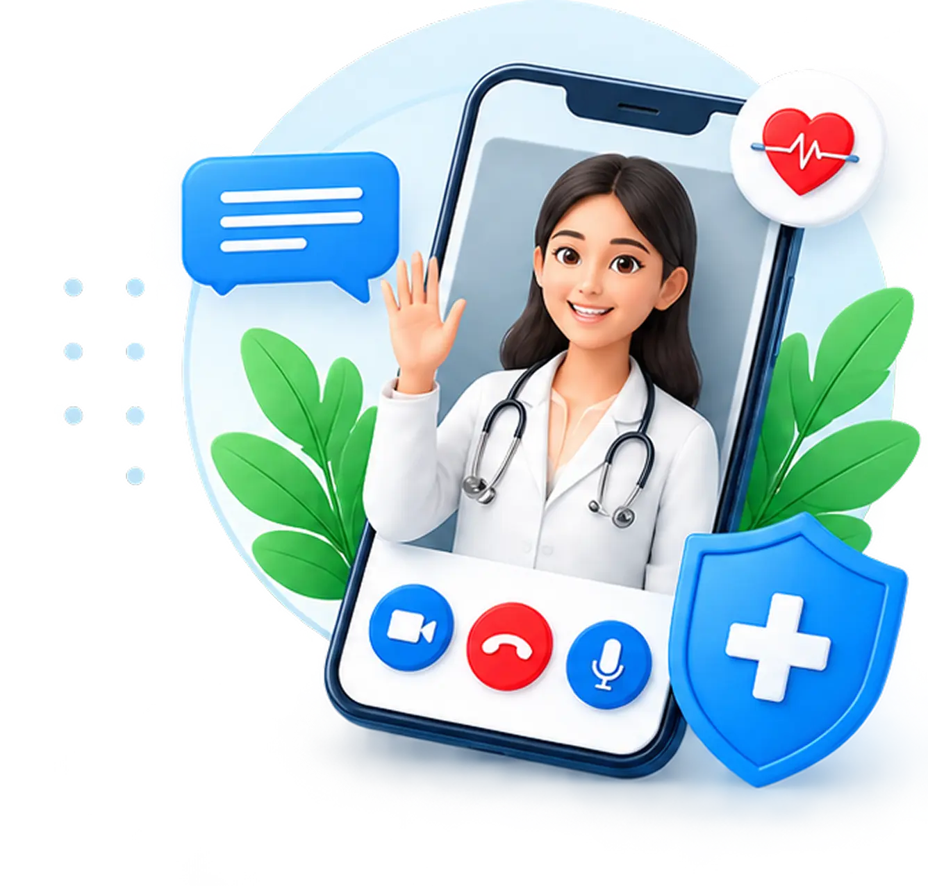 3D Floating Telehealth Medical Cross Icon